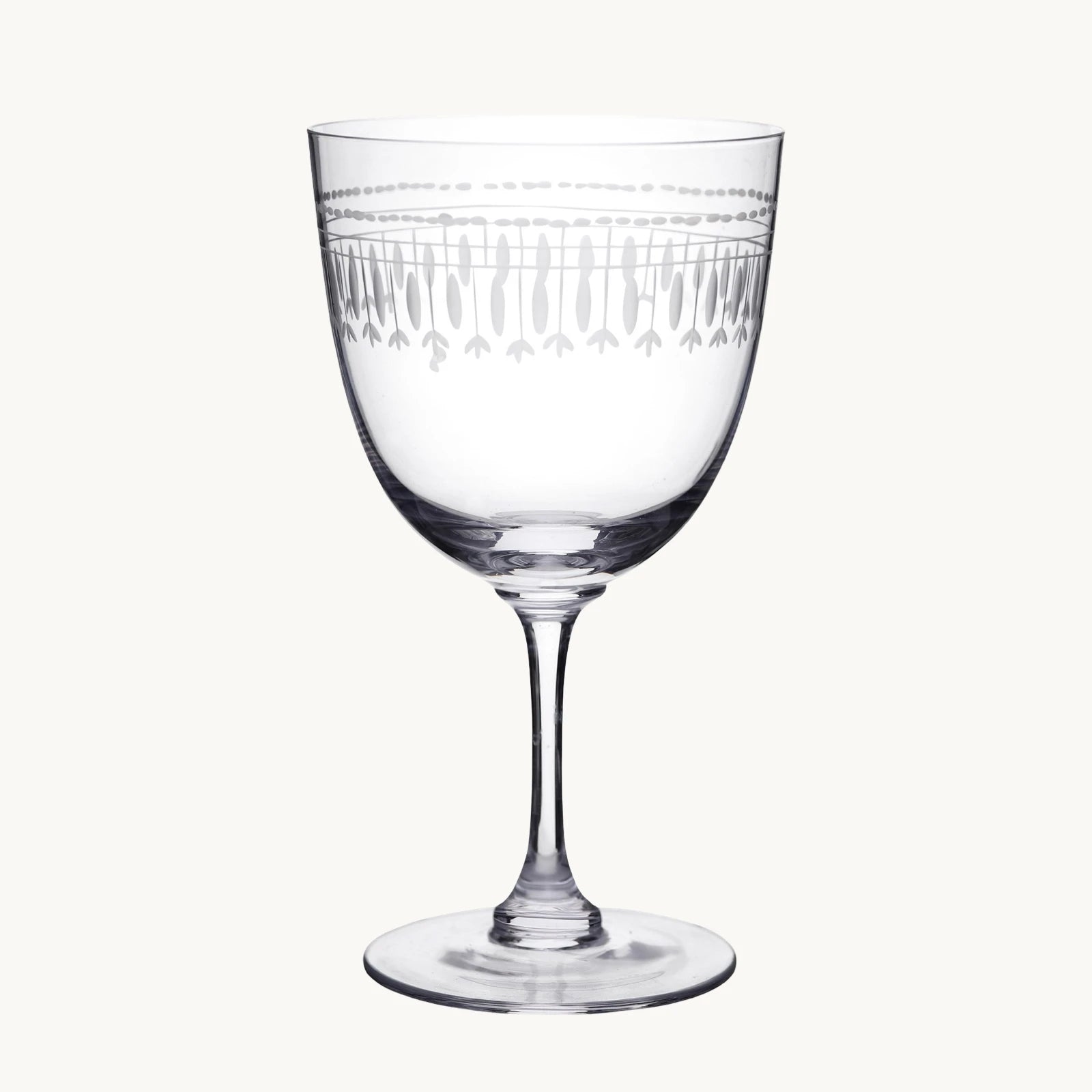 Crystal Wine Glasses with a hand engraved Ovals detail, crafted from fine, lead-free crystal and finished by hand by The Vintage List