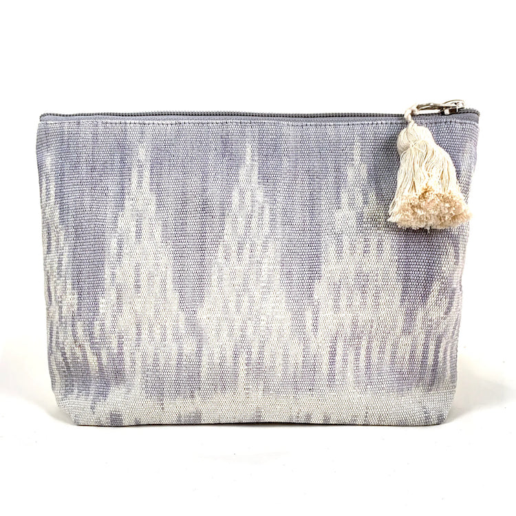 The Voyage Dubai - Fair Trade handmade ikat pouch from Mayan Hands in Pale Grey