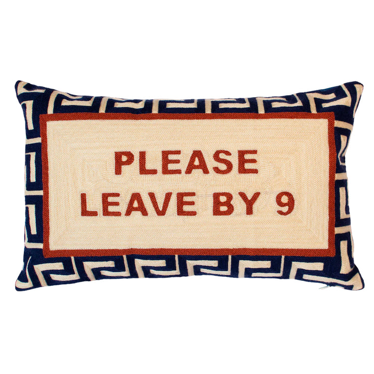 The Voyage Dubai - Please Leave By 9 Needlepoint Cushion