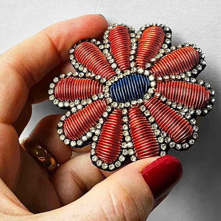 Hand embroidered brooch by French label Céleste Mogador.