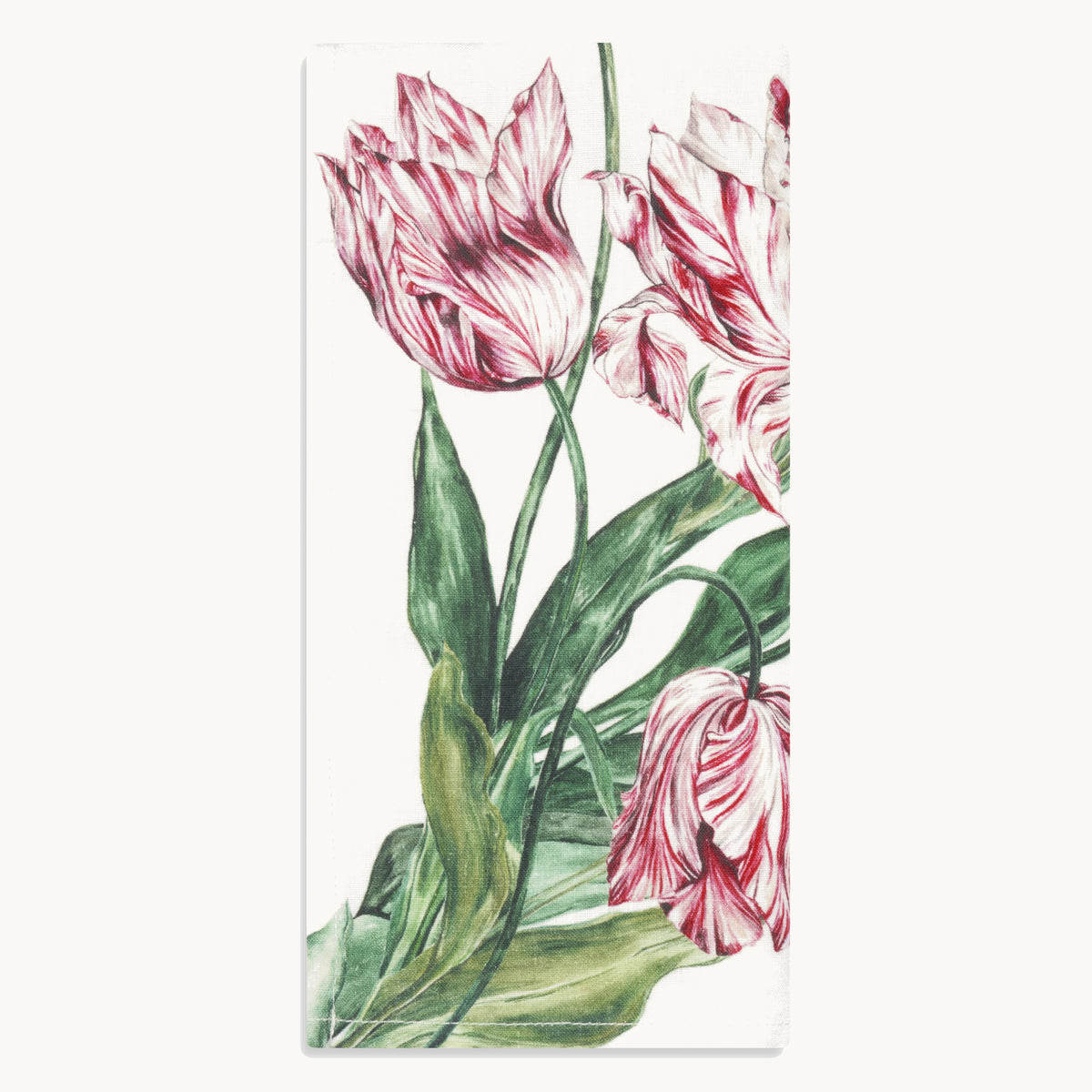 S&B Tulip Linen Napkins in Red & Pink- Set of Two