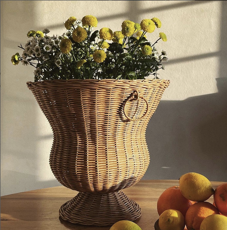 Handwoven Rattan Medici Vase designed by Mith.cph.  A beautifully crafted piece, made entirely by hand in Indonesia, inspired by the iconic Medici vase.   Use to display plants or flowers or simply as a statement piece in your home.  Origin – Indonesia  Material - Rattan  Approximate Dimensions: 37 cm H x  37 cm Diameter
