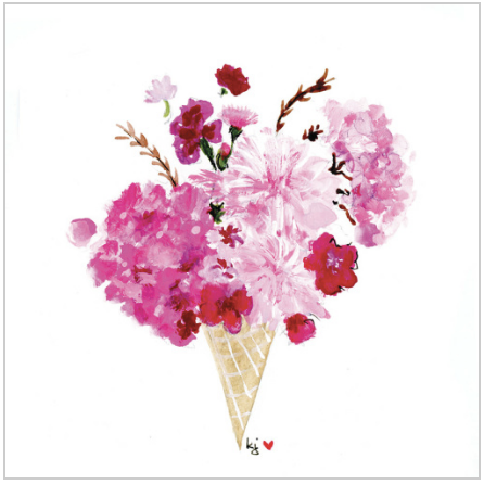 The Voyage Dubai - Ice Cream Cone Bouquet Note Card  Grab a pen and one of our Kris Jezak cards and write someone a hand written note!  Originally illustrated by artist Kris Jezak.