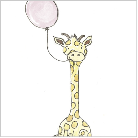 The Voyage Dubai - Baby Giraffe Pink Note Card  Grab a pen and one of our Kris Jezak cards and write someone a hand written note!  Originally illustrated by artist Kris Jezak.