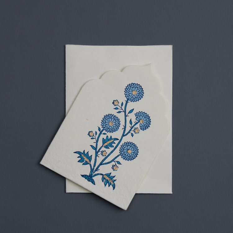 The Voyage Dubai - This boxed set of luxury notecards/envelopes is a stationery lover's dream. Each set features 6 beautiful, die-cut notecards and envelopes, handcrafted by artisans in India, using traditional techniques of wood block printing and hand marbling.