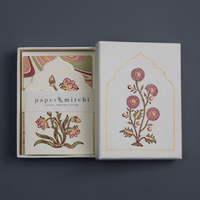 The Voyage Dubai - This boxed set of luxury notecards/envelopes is a stationery lover's dream. Each set features 6 beautiful, die-cut notecards and envelopes, handcrafted by artisans in India, using traditional techniques of wood block printing and hand marbling.