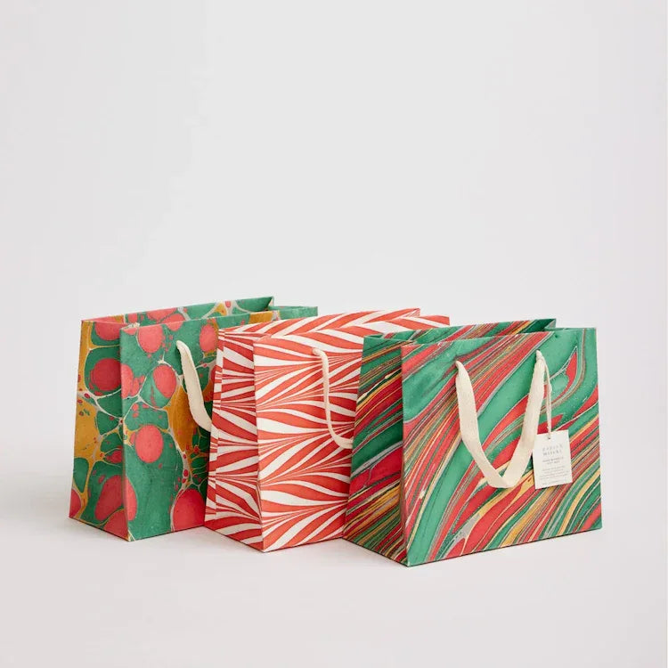 Hand Marbled Gift Bags (Medium) - Festive Glitz - The Voyage Dubai