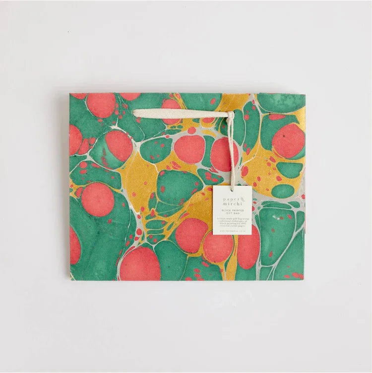 Hand Marbled Gift Bags (Medium) - Festive Glitz - The Voyage Dubai