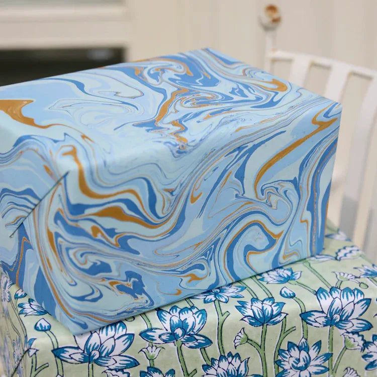 Hand Marbled Wrapping Paper Sheets - Assorted Pack of 6 - The Voyage Dubai