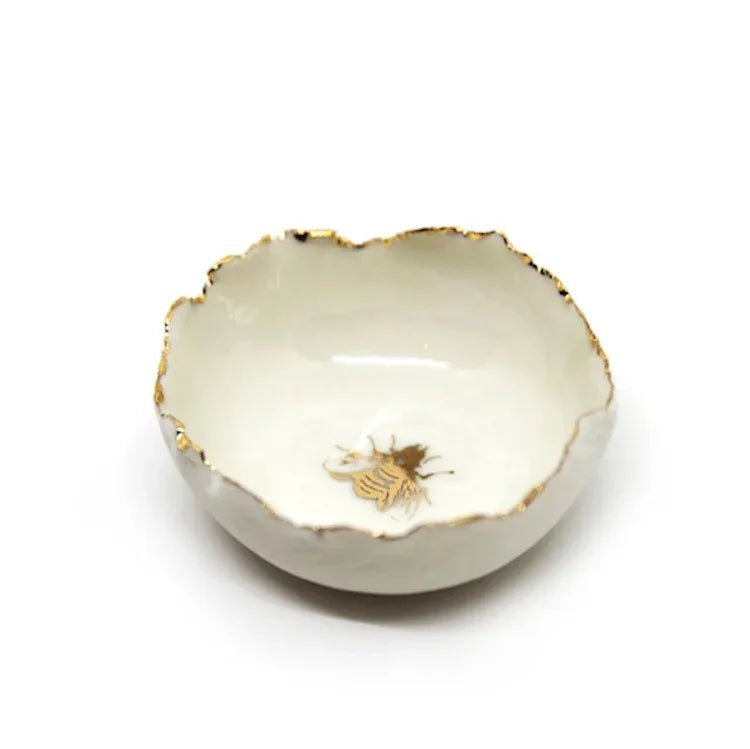 HB Jagged Bowl with Hand Painted Bee, 7cm - The Voyage Dubai