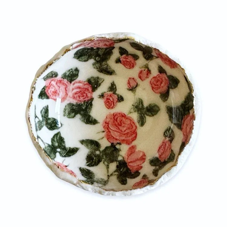 HB Jagged Bowl with Hand Painted Roses, 7cm - The Voyage Dubai