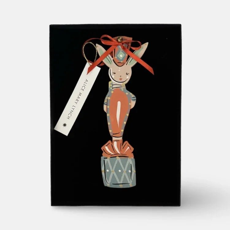 Huckleberry Hare Hand Painted Wooden Ornament by Alice Mary Lynch - The Voyage Dubai
