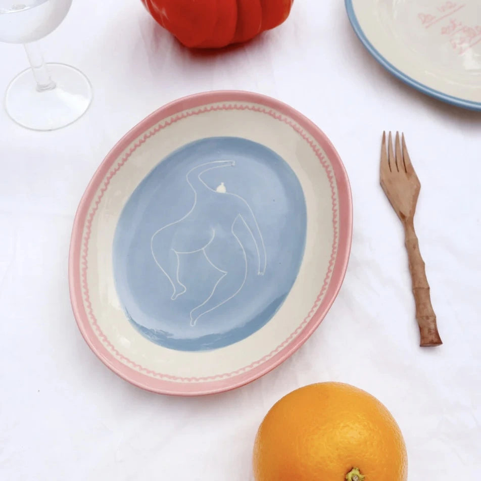 The Voyage Dubai - Laetitia Rouget Friday Night Oval Plate - A hand-painted oval plate by French designer Laetitia Rouget. Crafted by artisans in Portugal.
