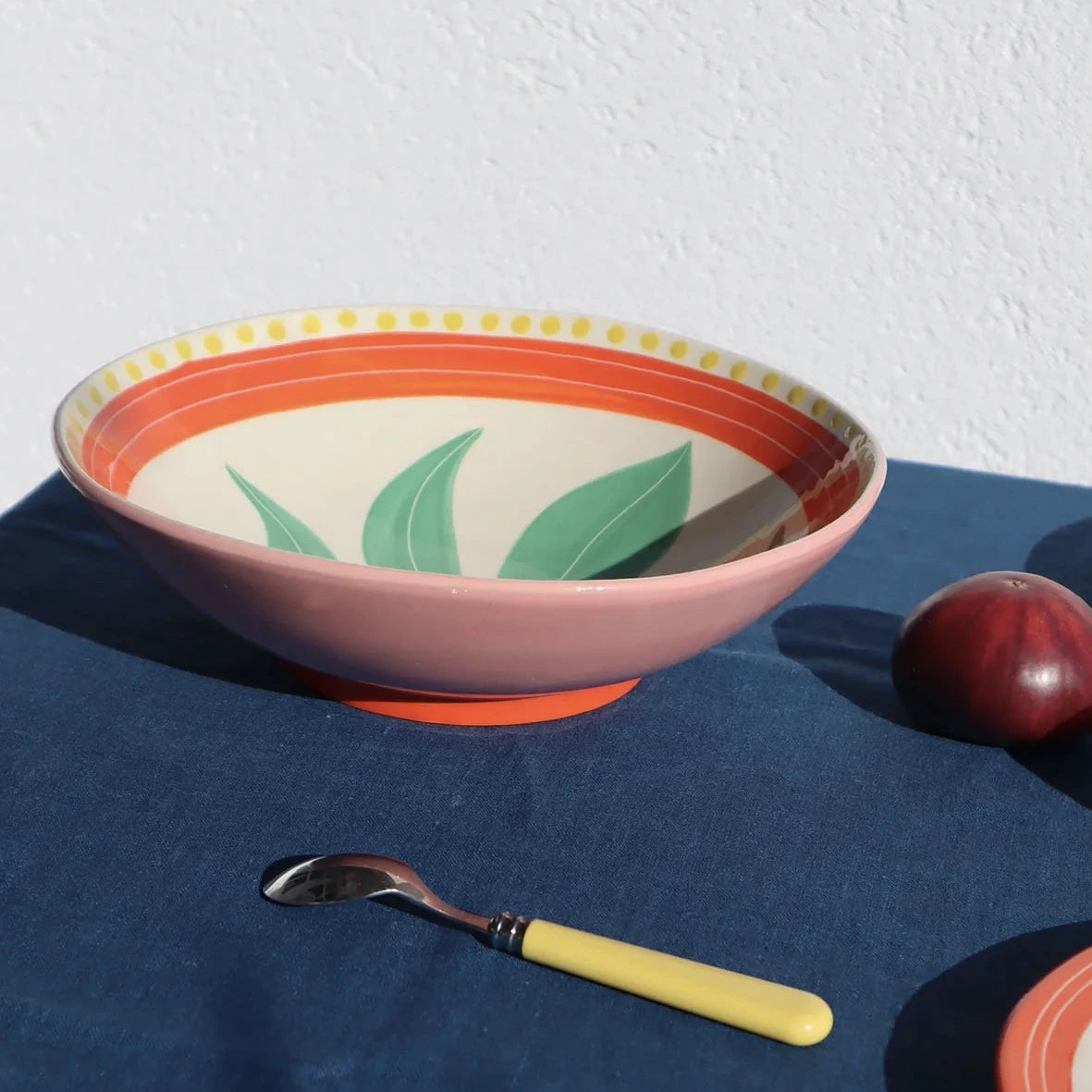 The Voyage Dubai - Green Seaweed Salad Bowl - A hand-painted salad bowl by French designer Laetitia Rouget. Crafted by artisans in Portugal.