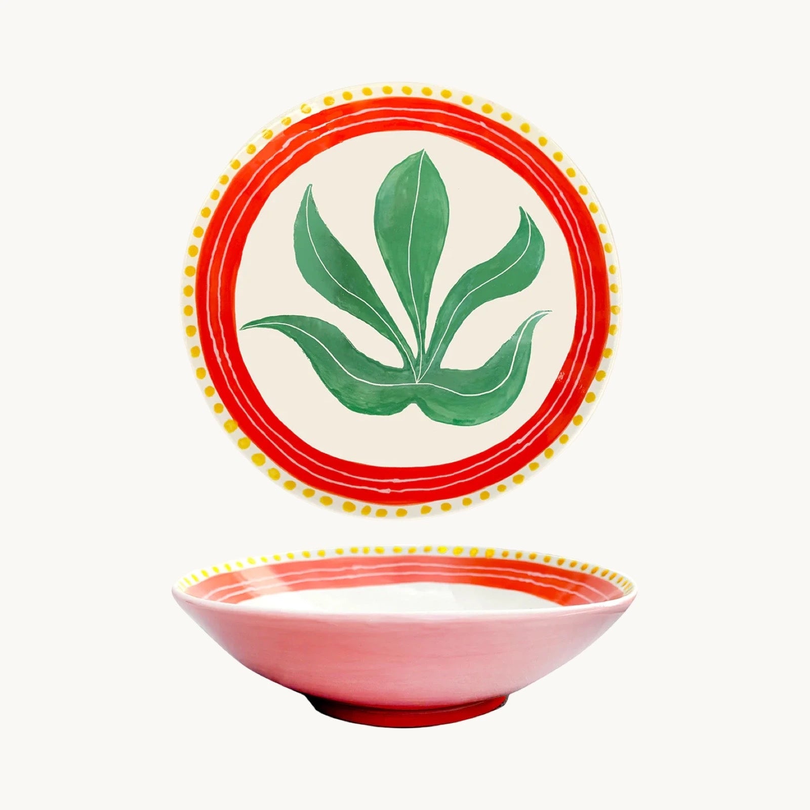 The Voyage Dubai - Green Seaweed Salad Bowl - A hand-painted salad bowl by French designer Laetitia Rouget. Crafted by artisans in Portugal.