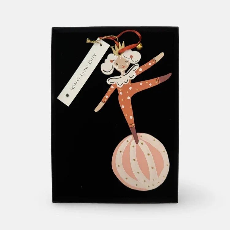 Little Loretta in Red Hand Painted Wooden Ornament by Alice Mary Lynch - The Voyage Dubai