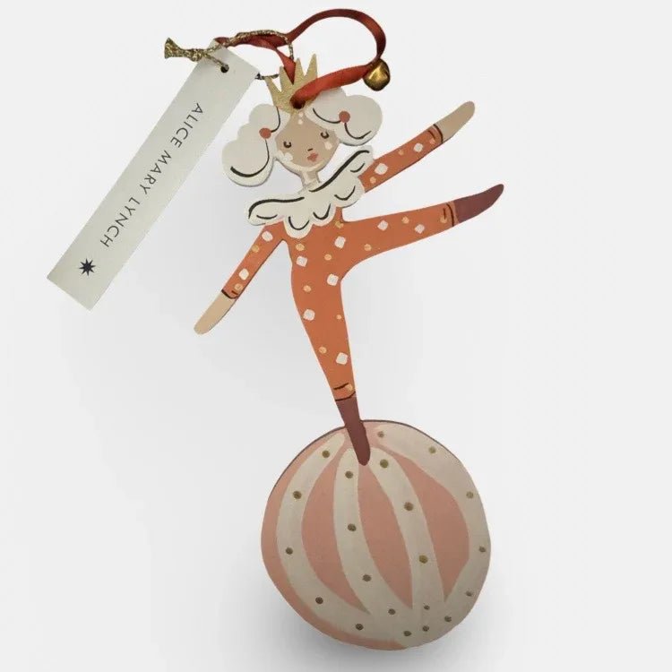 Little Loretta in Red Hand Painted Wooden Ornament by Alice Mary Lynch - The Voyage Dubai