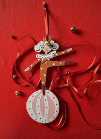 Little Loretta in Red Hand Painted Wooden Ornament by Alice Mary Lynch - The Voyage Dubai