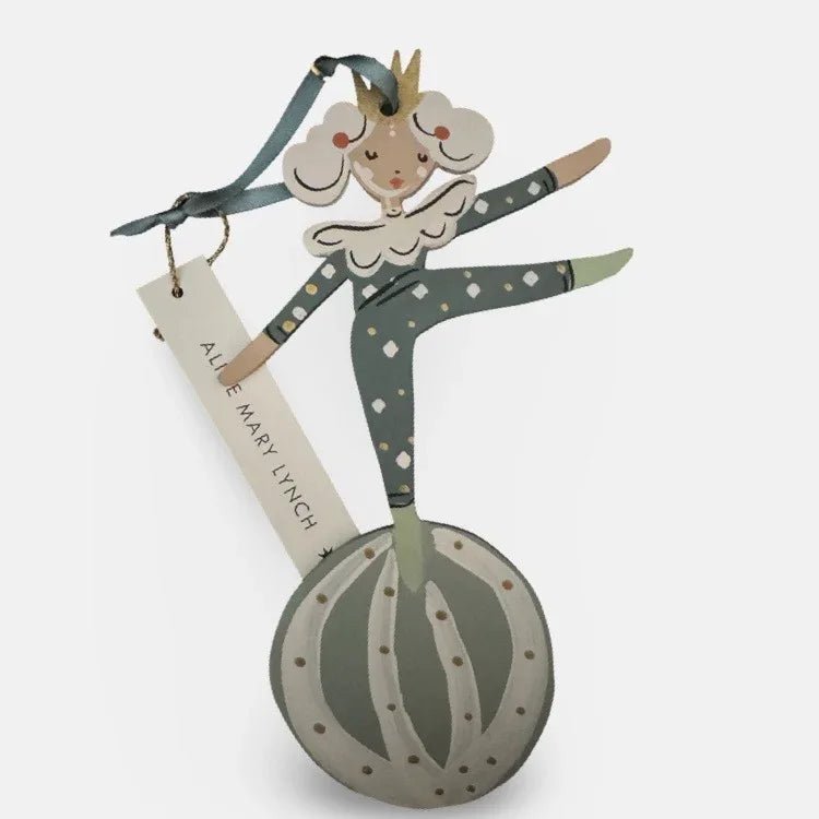 Little Loretta in Teal Hand Painted Wooden Ornament by Alice Mary Lynch - The Voyage Dubai