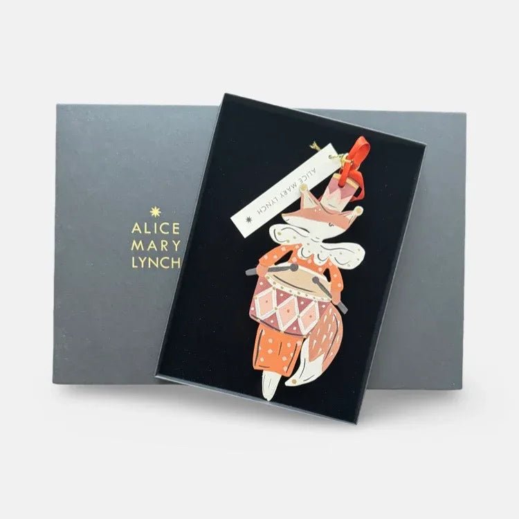 Marmaduke Fox in Red Hand Painted Wooden Ornament by Alice Mary Lynch - The Voyage Dubai