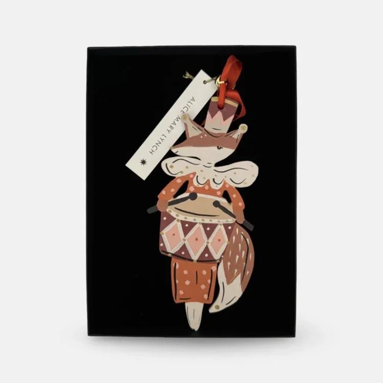 Marmaduke Fox in Red Hand Painted Wooden Ornament by Alice Mary Lynch - The Voyage Dubai