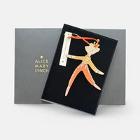 Mouse Dancer in Ochre/Red Hand Painted Wooden Ornament by Alice Mary Lynch - The Voyage Dubai