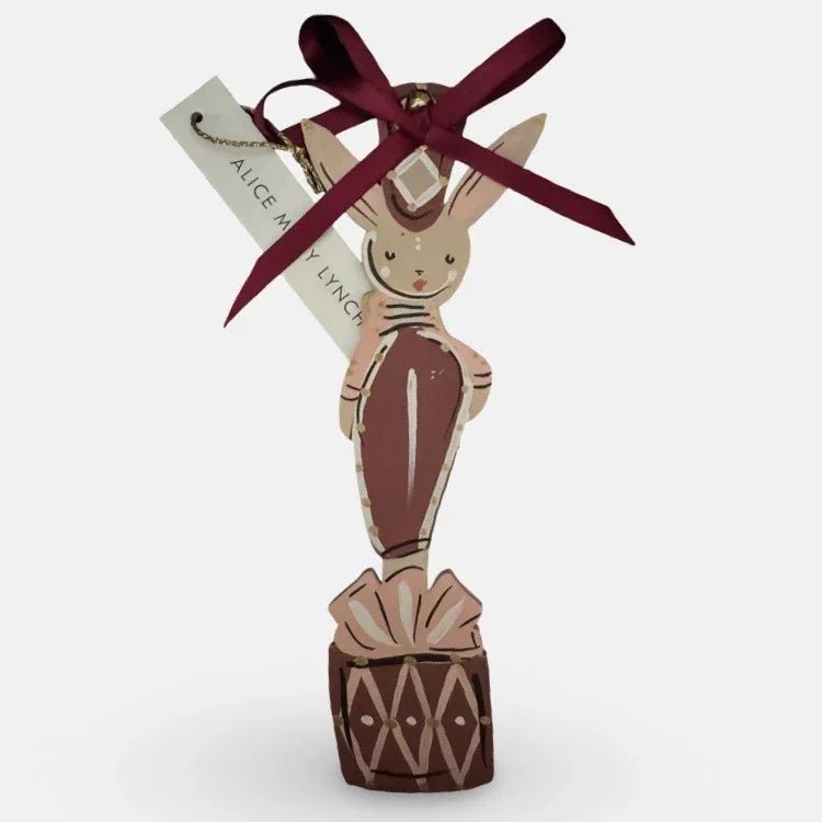 Mulberry Hare Hand Painted Wooden Ornament by Alice Mary Lynch - The Voyage Dubai