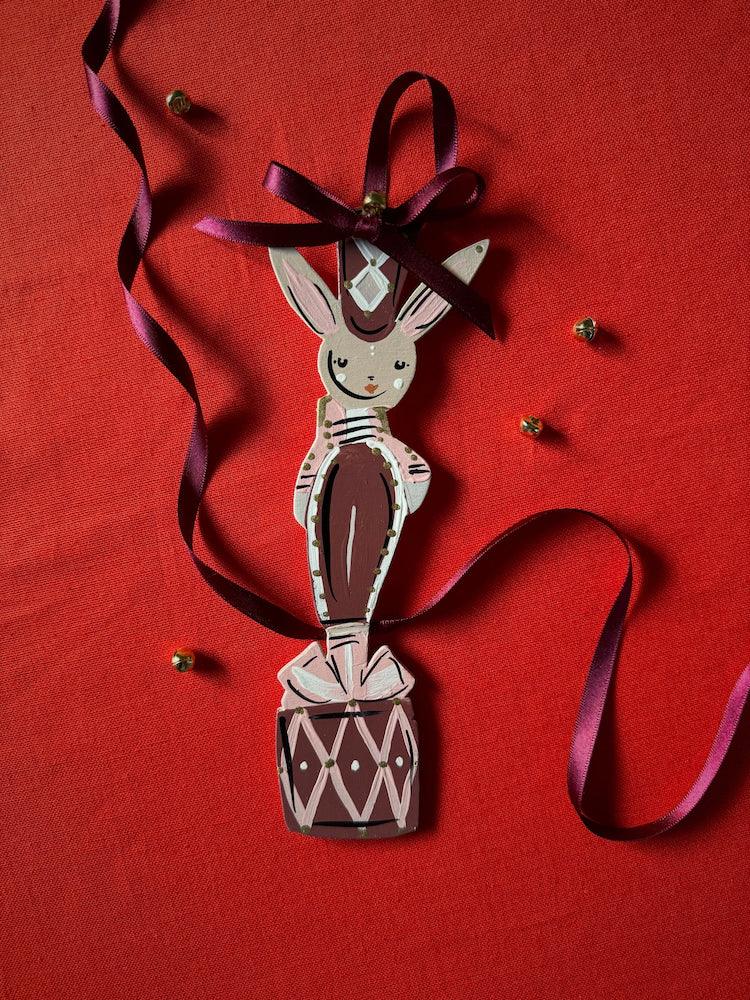Mulberry Hare Hand Painted Wooden Ornament by Alice Mary Lynch - The Voyage Dubai