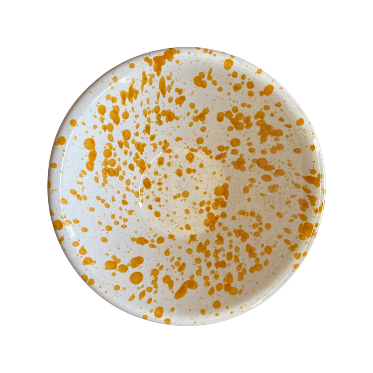The Voyage Dubai - Splatter Condiment Bowl (Zingla) in Yellow  A wonderful addition to the tablescape in the distinctive and traditional Mediterranean 'splatter' pattern.  Beautiful and versatile, adding charm and character, the zingla bowl is a staple in every Maltese household, traditionally used for myriad domestic purposes. Our bowls are the perfect size for serving nuts, chips and dips.