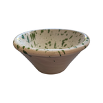 The Voyage Dubai - Splatter Salt/Olive Oil Bowl (Zingla) in Green  A wonderful addition to the tablescape in the distinctive and traditional Mediterranean 'splatter' pattern.  Beautiful and versatile, adding charm and character, the zingla bowl is a staple in every Maltese household, traditionally used for myriad domestic purposes. Use these as salt bowls or dipping bowls.