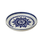 The Voyage Dubai - One of a kind, hand-painted Iznik ceramic dish from Turkey featuring a bold blue and white geometric design. 