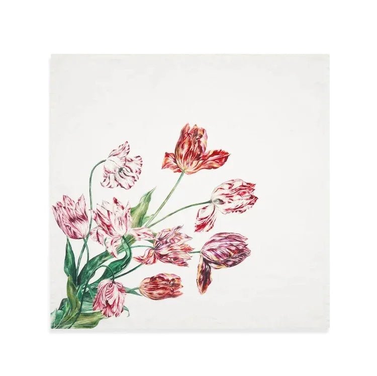 S&B Tulip Linen Napkins in Red & Pink - Set of Two - The Voyage Dubai