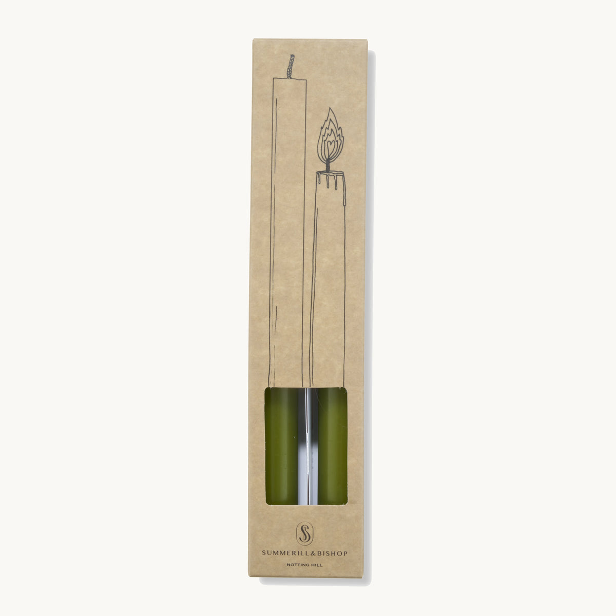 S&B Set of 2 Straight Candles Green
