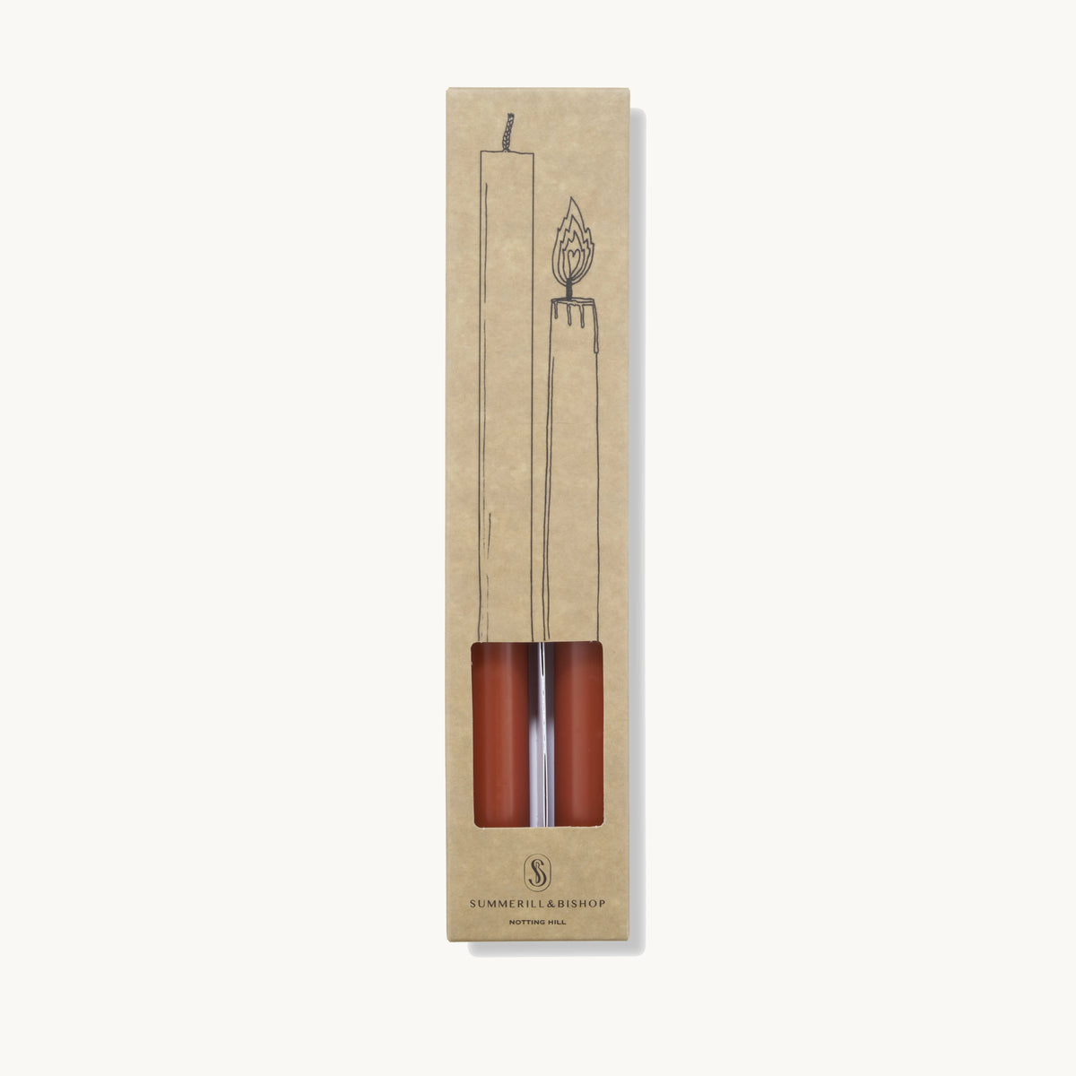 S&B Set of 2 Straight Candles Terracotta