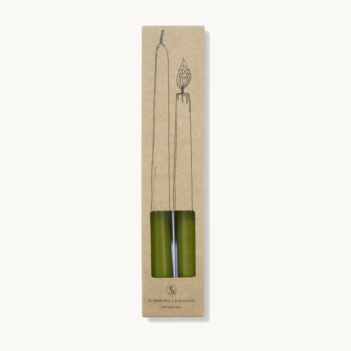 S&B Set of 2 Tapered Candles Green