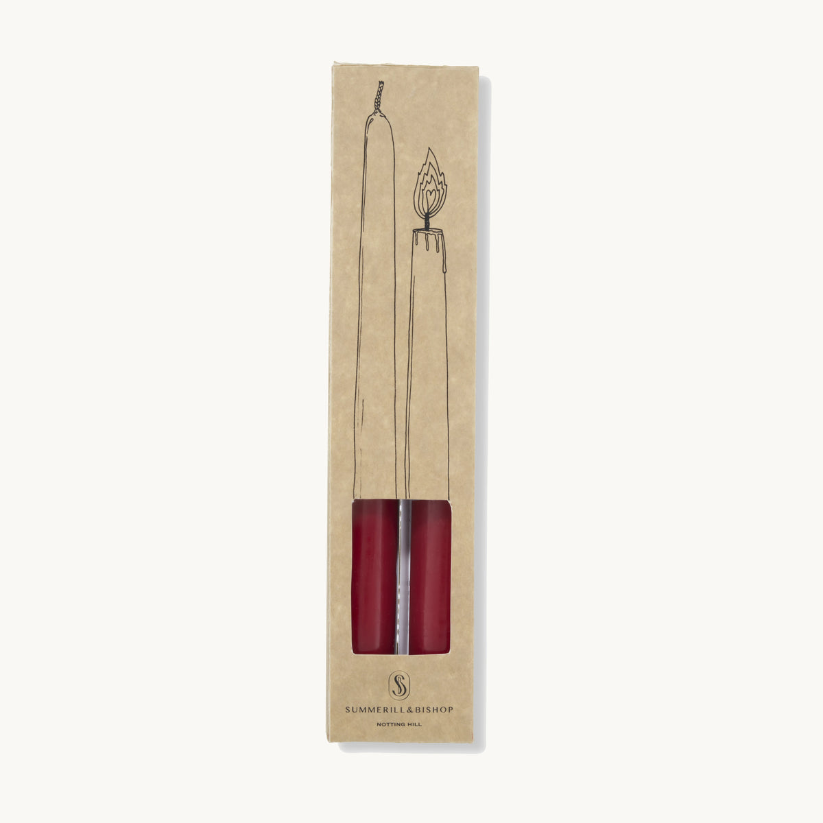 S&B Set of 2 Tapered Candles Burgundy