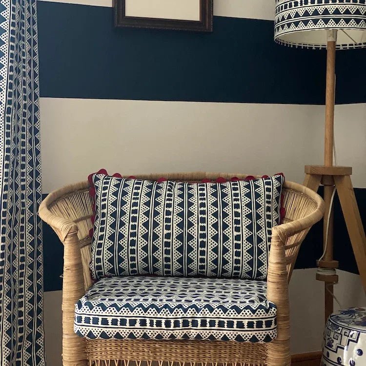 Volga Linen Kitezh Linen Cushion in Prussian Blue - The Voyage Dubai