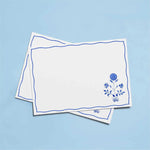 The Voyage Dubai - Blue Flower Note Cards by Aquarela  Originally illustrated in watercolour by Portuguese artist India who draws inspiration from her home in Comporta and summers spent in the Bahamas.  Printed on luxury 300gsm textured paper.  Size: A6  Sold in packs of ten without envelopes.