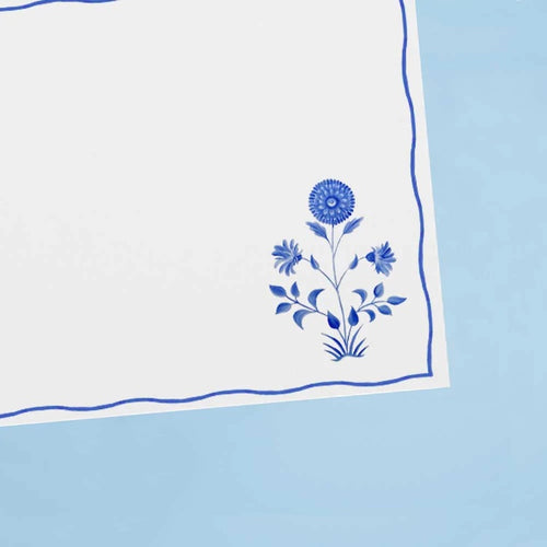 The Voyage Dubai - Blue Flower Note Cards by Aquarela  Originally illustrated in watercolour by Portuguese artist India who draws inspiration from her home in Comporta and summers spent in the Bahamas.  Printed on luxury 300gsm textured paper.  Size: A6  Sold in packs of ten without envelopes.