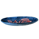 The Voyage Dubai - A wonderful, stylish addition to the table, the small Peacock Oval Serving Plate is sure to add a luxurious feel to any dining table. A standout piece, hand painted with a striking peacock pattern in deep blues and pinks. Perfect for special occasions or everyday use.