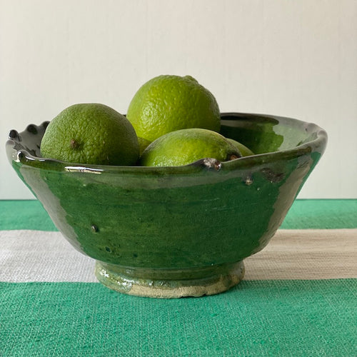 The Voyage Dubai - Tamegroute Pottery Bowl - Small  Our range of Tamegroute pottery is designed to be cherished. Crafted from clay and natural raw materials native to the region, each piece is organically shaped without moulds in a traditional method passed down from generation to generation. Both practical and stylish, use the bowls for serving snacks and dips or simply as a decorative piece for display.