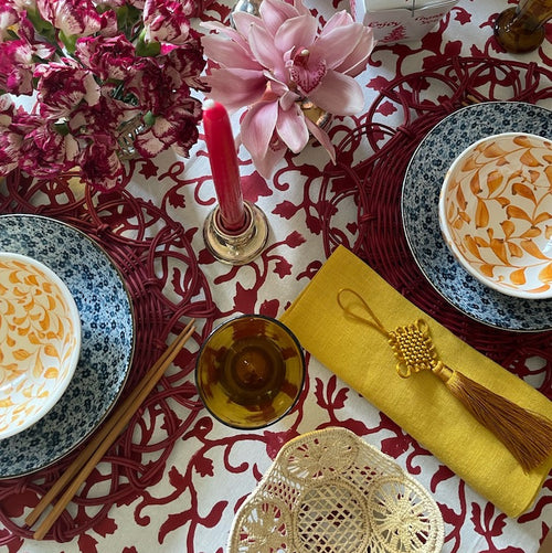 The Voyage Dubai - Linen Dinner Napkins Ochre Our classic dinner napkins available in seven gorgeous colours to complement a multitude of table settings. Our napkins are made with 100% European linen making them luxurious and long-lasting. 50x50cm
