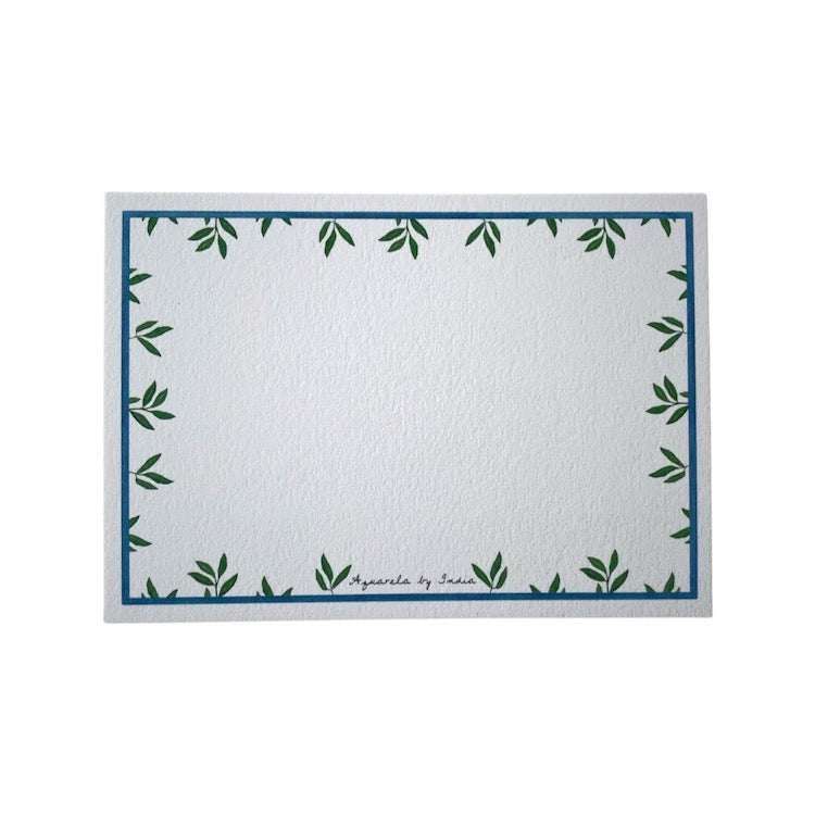 The Voyage Dubai - Comporta Greens Note Cards by Aquarela  Originally illustrated in watercolour by Portuguese artist India who draws inspiration from her home in Comporta and summers spent in the Bahamas.  Printed on luxury 300gsm textured paper.  Size: A6  Sold in packs of ten without envelopes.