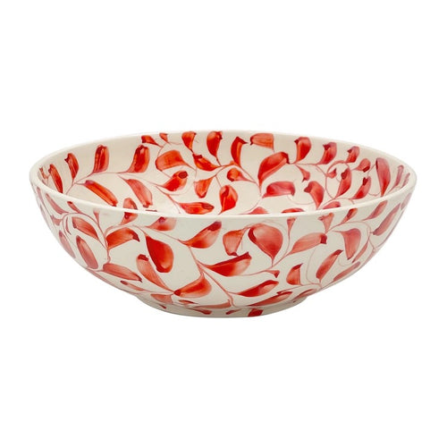 The Voyage Dubai - Scroll Bowl, 22cm in Red   One of Villa Bologna's heritage designs, the Scroll is instantly recognisable in Malta having been in production since the 1950’s. Conceived by Aldo Cremona and passed down over the years, it is a romantic pattern that is full of vibrancy thanks to the sunny colourways and busy rhythm. Pair with the Stripe collection for a laid-back mix-and-match look.  Handmade and hand painted made in Malta.