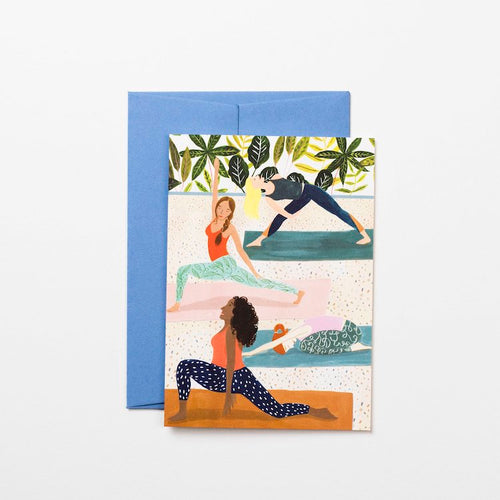 The Voyage Dubai. Ladies That Lunge Card  Originally hand illustrated by British artist Kate Cronk.  Printed on luxury 300gsm card with a corresponding blue envelope.  Blank inside for your own message.  A6 size 148x105mm.  Designed and printed in the U.K.