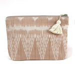 The Voyage Dubai - Fair Trade handmade ikat pouch from Mayan Hands in Latte
