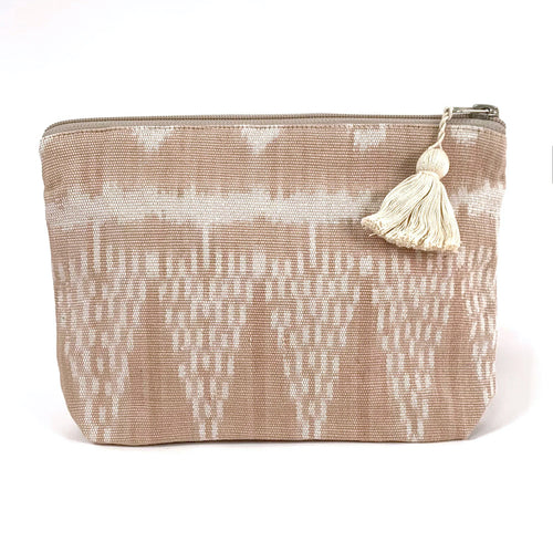 The Voyage Dubai - Fair Trade handmade ikat pouch from Mayan Hands in Latte