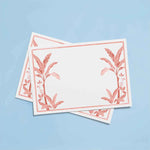 The Voyage Dubai - Pale Pink Palms Notecards by Aquarela  Originally illustrated in watercolour by Portuguese artist India who draws inspiration from her home in Comporta and summers spent in the Bahamas.  Printed on luxury 300gsm textured paper.  Size: A6  Sold in packs of ten without envelopes.