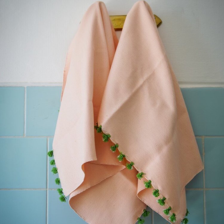 Pom Pom Hand Towel Salmon Pink The Voyage Dubai