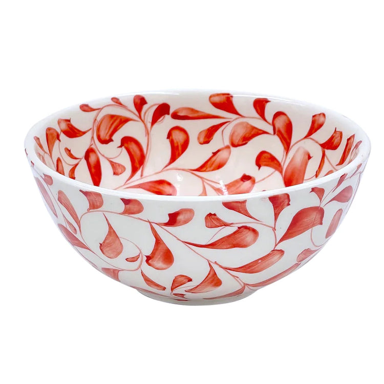 The Voyage Dubai - Scroll Bowl, 14cm in Red   One of Villa Bologna's heritage designs, the Scroll is instantly recognisable in Malta having been in production since the 1950’s. Conceived by Aldo Cremona and passed down over the years, it is a romantic pattern that is full of vibrancy thanks to the sunny colourways and busy rhythm. Pair with the Stripe collection for a laid-back mix-and-match look.